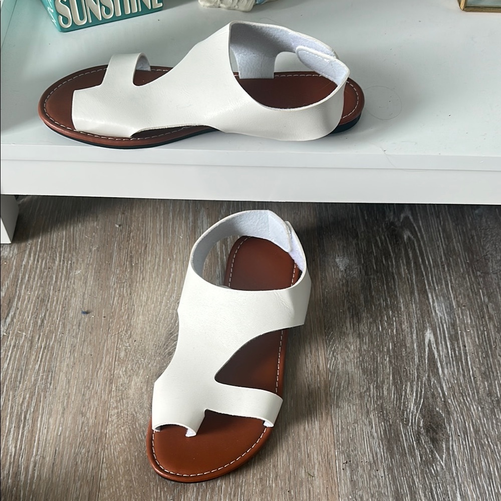 White Slip-On Sandals with Open-Toe Design